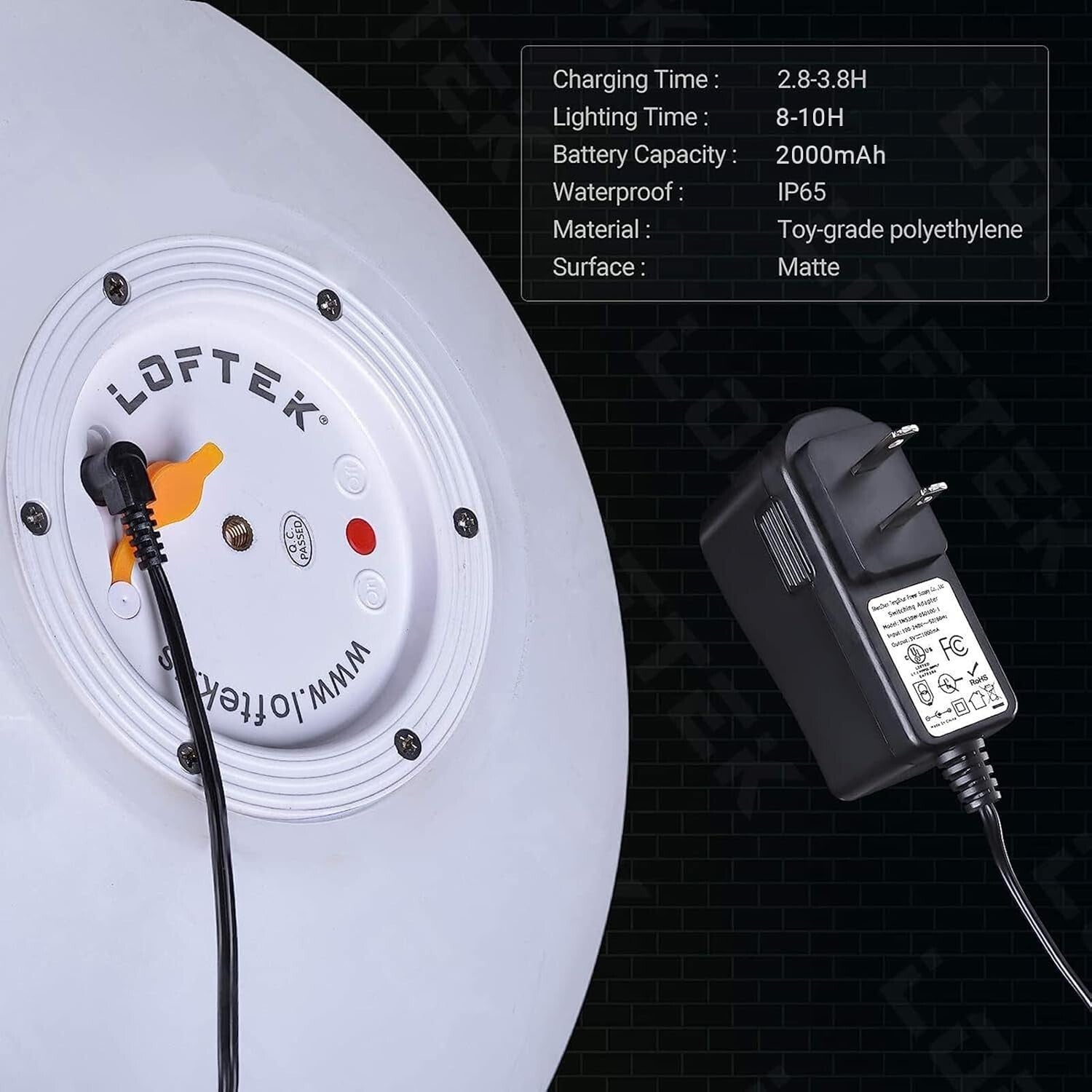 Art Deco 12-Inch Cordless Dimmable LED Light Ball - Perfect for Pools & Parties