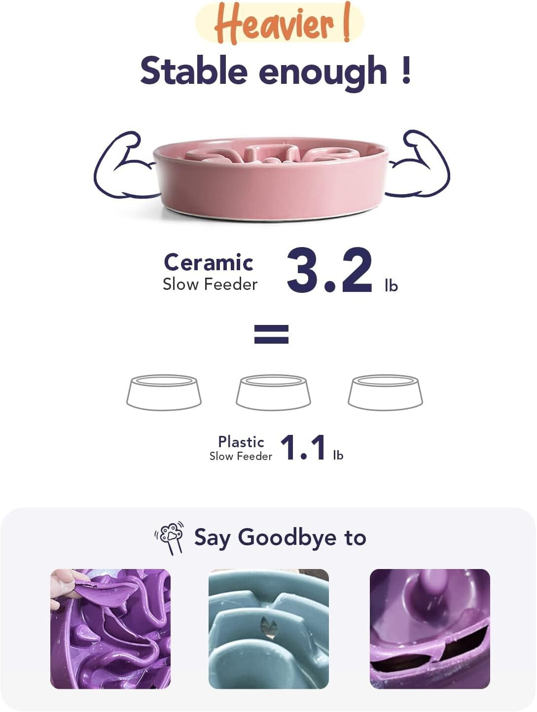 Elevated Ceramic Slow Feed Dog Bowls - Anti-Gulping Design for Healthy Eating