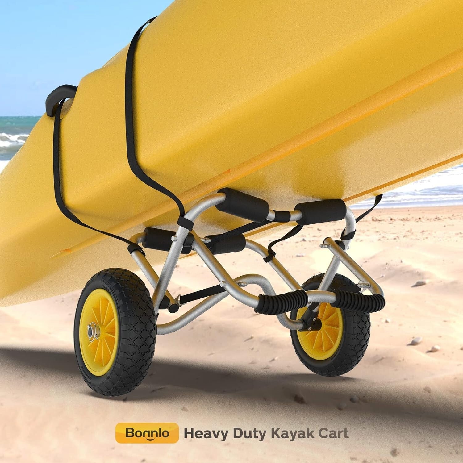 Durable Kayak Carrier Dolly - Foldable with Double Kickstand & Airless Wheels