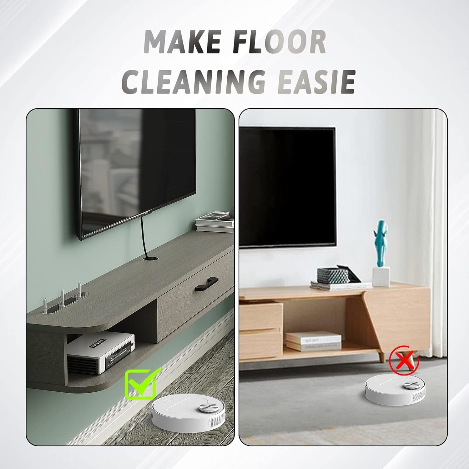 Durable All-in-One Floating TV Shelf with Storage for Apartments - Modern Finish