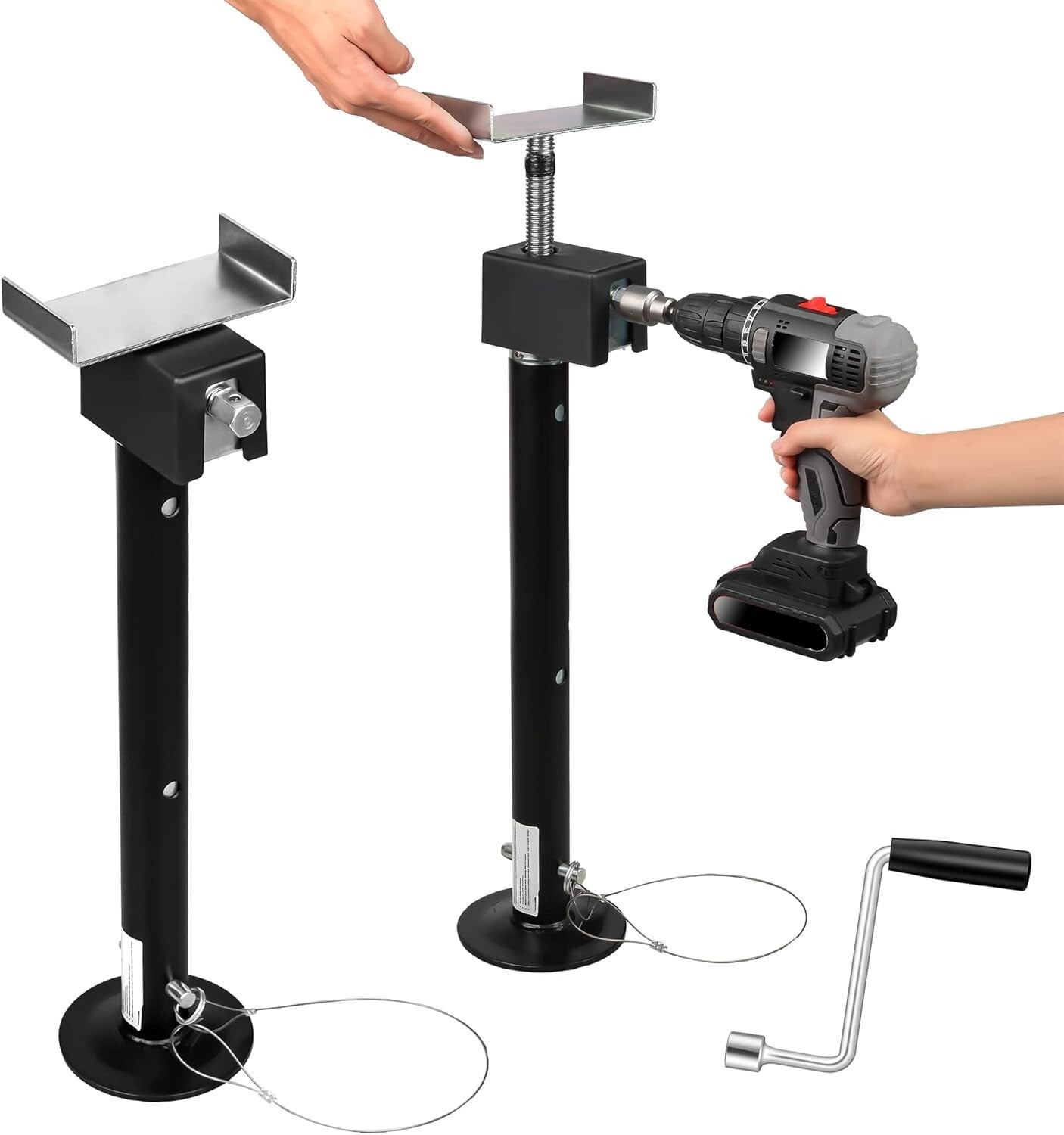 Durable 2-Pack RV Leveling Jacks - Adjusts from 20" to 48" with 5000 lb Capacity