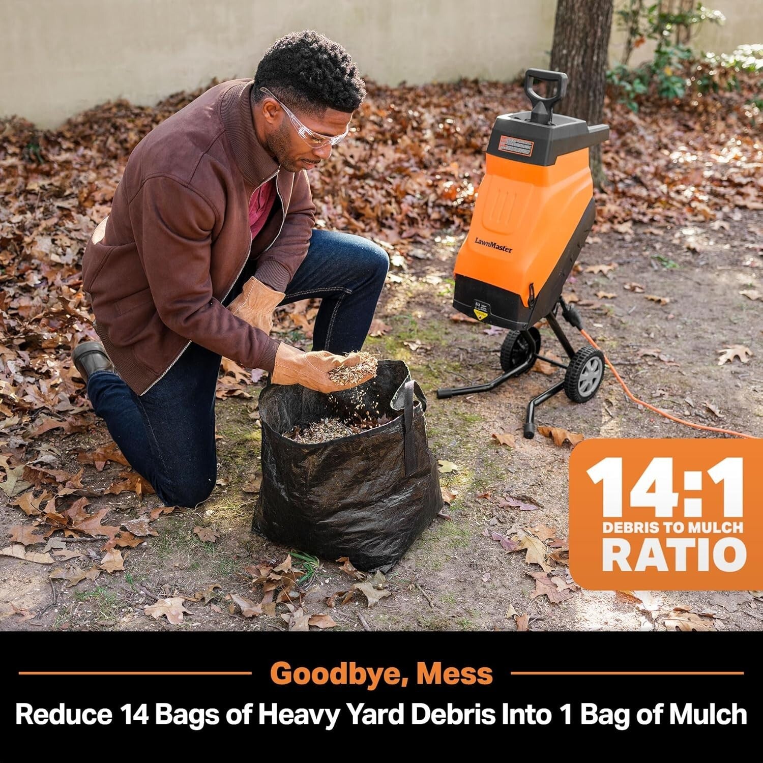 Lightweight 15-Amp Electric Shredder with 1.8'' Cutting Diameter for Yard Debris