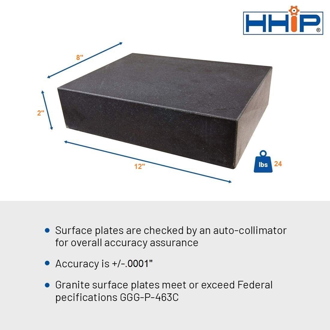 Non-Magnetic 12" x 8" Granite Surface Plate for Precision Engineering Tasks