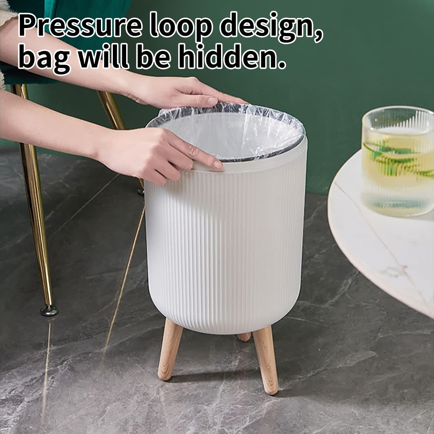 Stylish 10L Round Trash Can with Odor-Proof Lid - Easy Maintenance Solution
