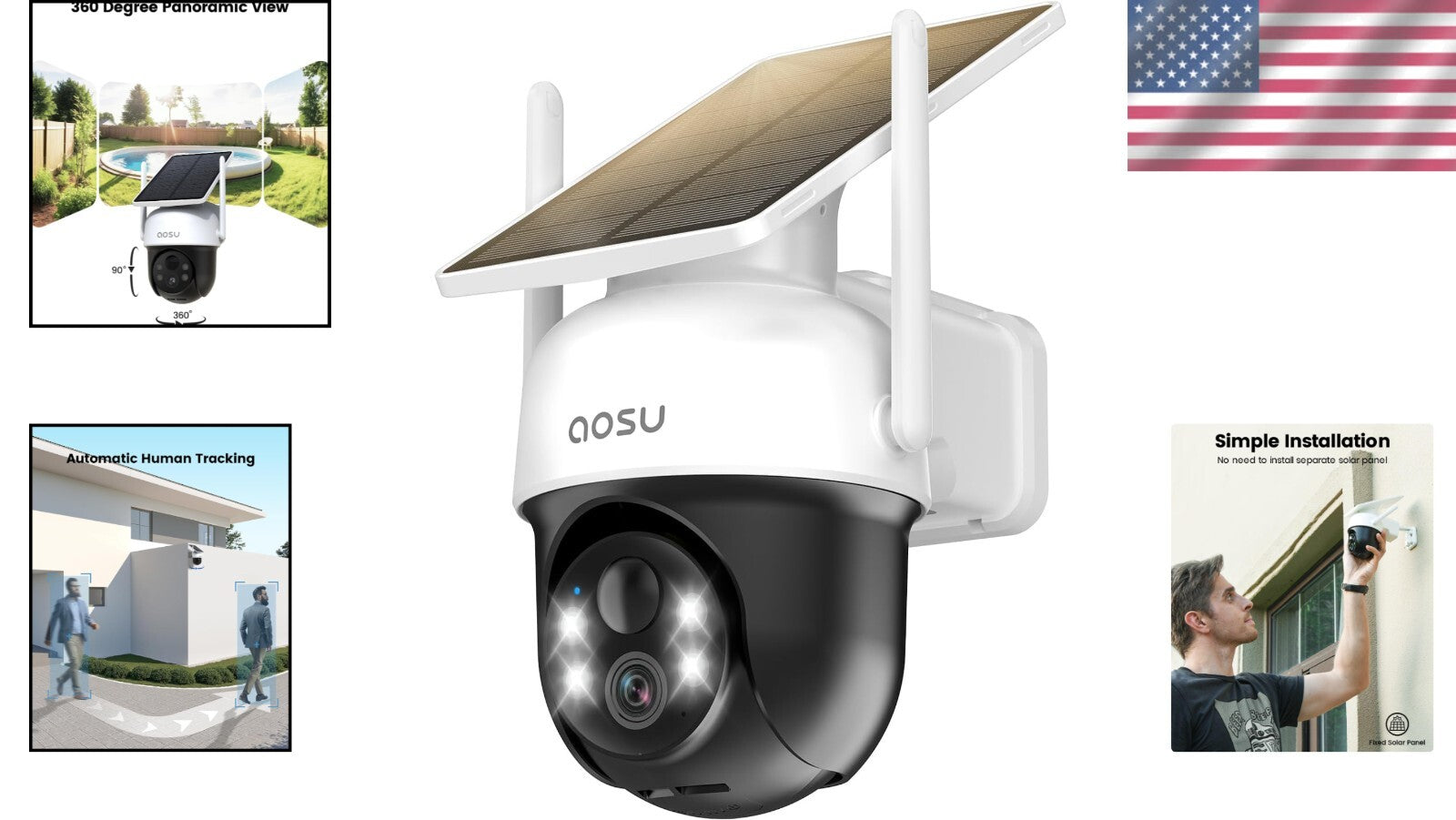 Eco-Friendly Solar Camera Security with 2K Night Vision - Wireless & Waterproof