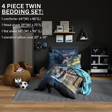 Load image into Gallery viewer, Dynamic Batman Kids Bedding Set - 4 Piece Twin Size Comforter and Sheets