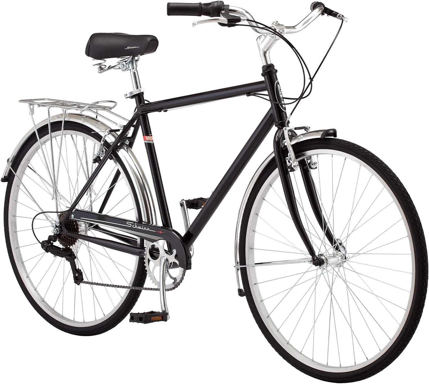 7-Speed Unisex Hybrid Bike with Retro Steel Frame and Cargo Rack for Easy Riding