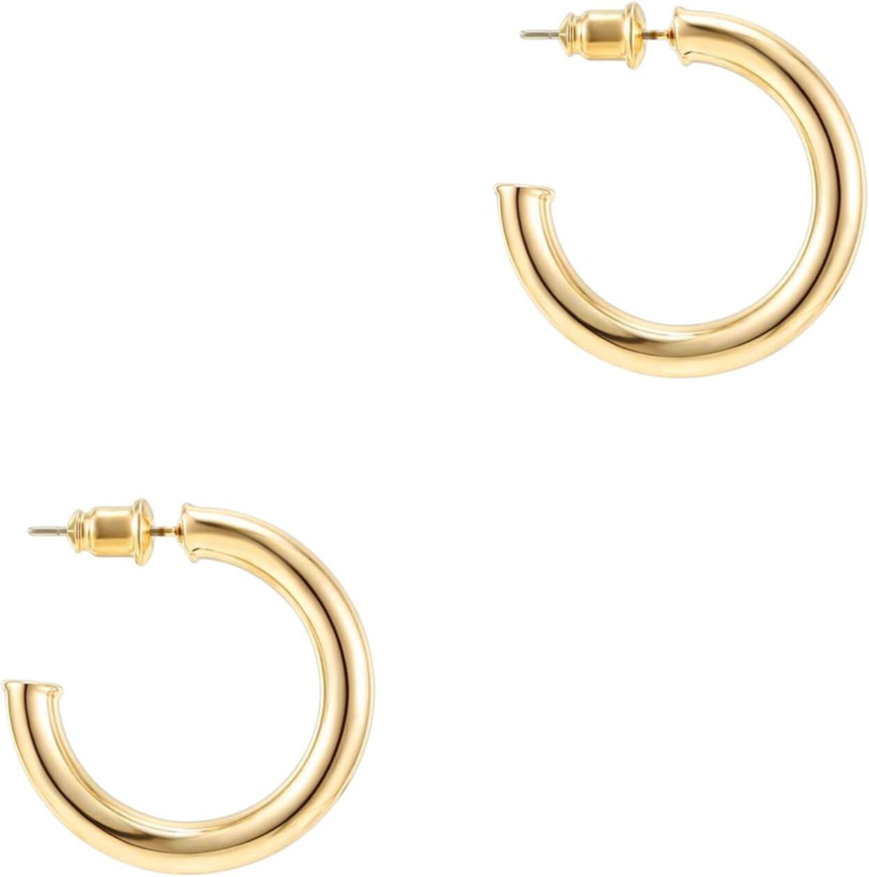 Hypoallergenic 14K Gold Plated Hoop Earrings for Women - Eco-Friendly Style
