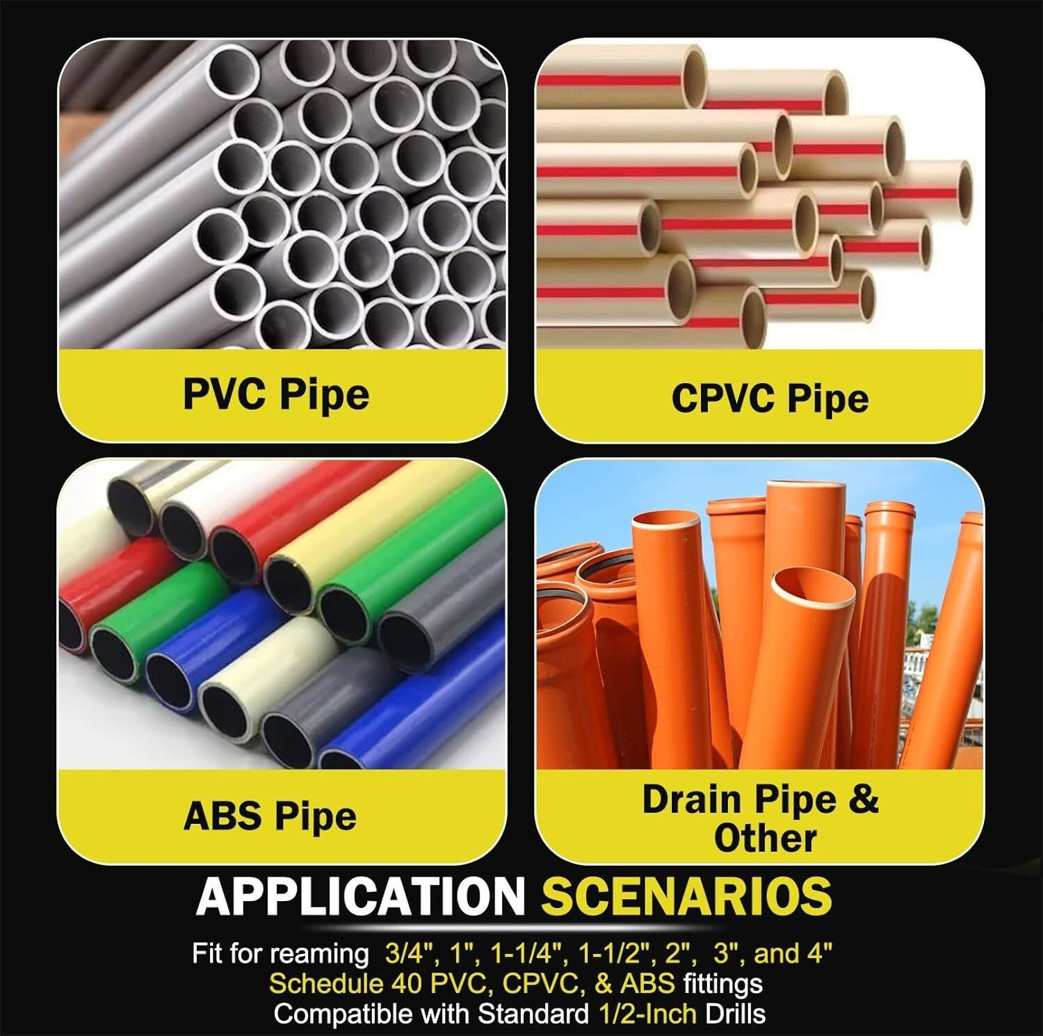 Durable Aluminum Alloy 7-Piece Pipe Reamer Kit for Leak-Free Plumbing Repairs