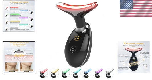 LED Light Therapy & Heating Facial Massager for All Skin Types - Glossy Black