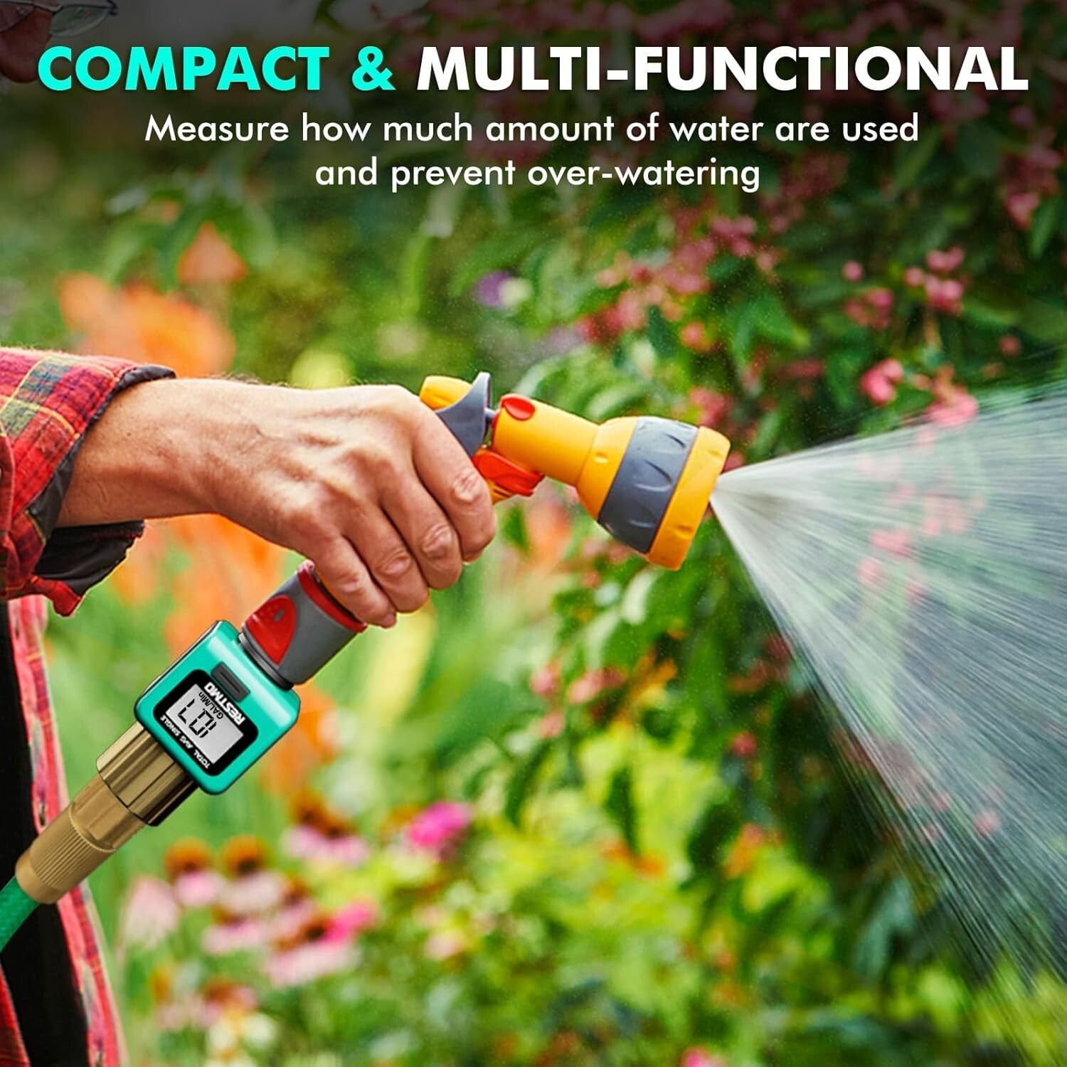 Durable Brass Water Flow Meter - 4 Modes for Accurate Garden Watering