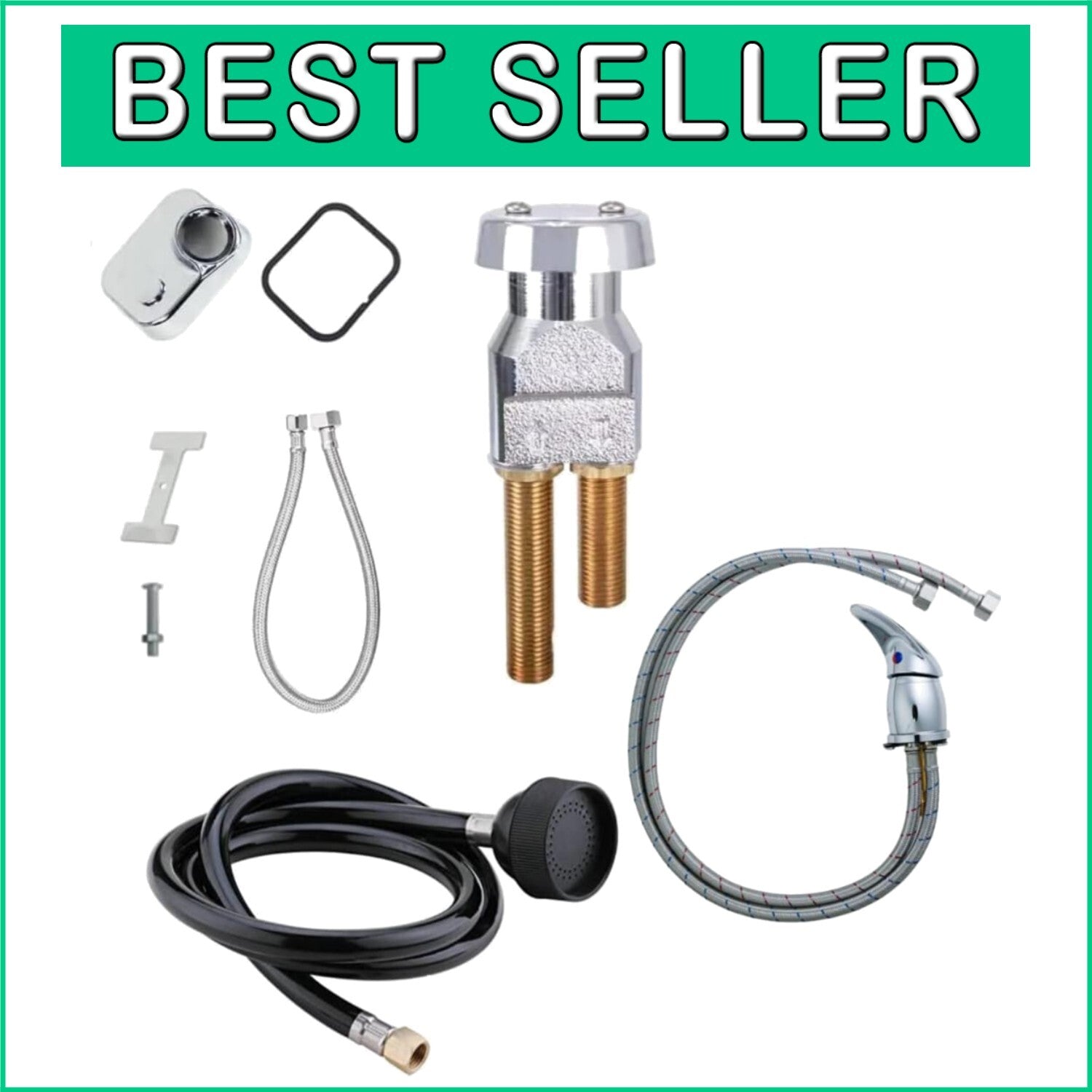 Premium Chrome Shampoo Sink Faucet with High-Arc Gooseneck & Sprayer Included