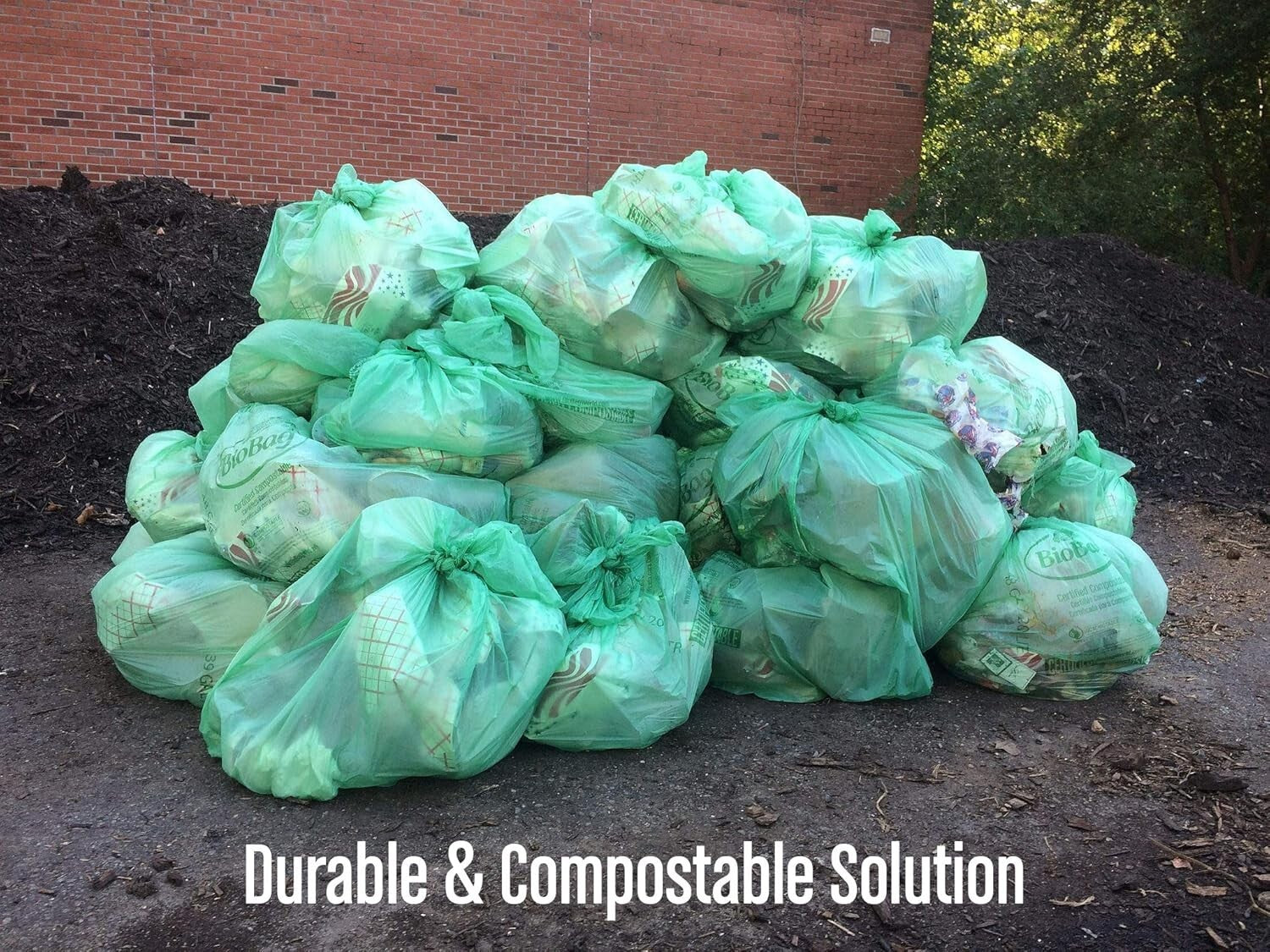 60 Count Green 33 Gallon Certified Compostable Bags for Lawn and Leaf Waste
