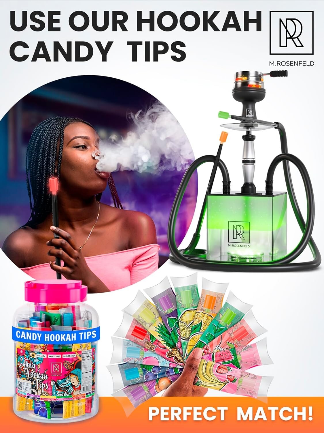 Black LED Hookah Set with 2 Hoses – Durable, Easy to Clean & Perfect for Gifting