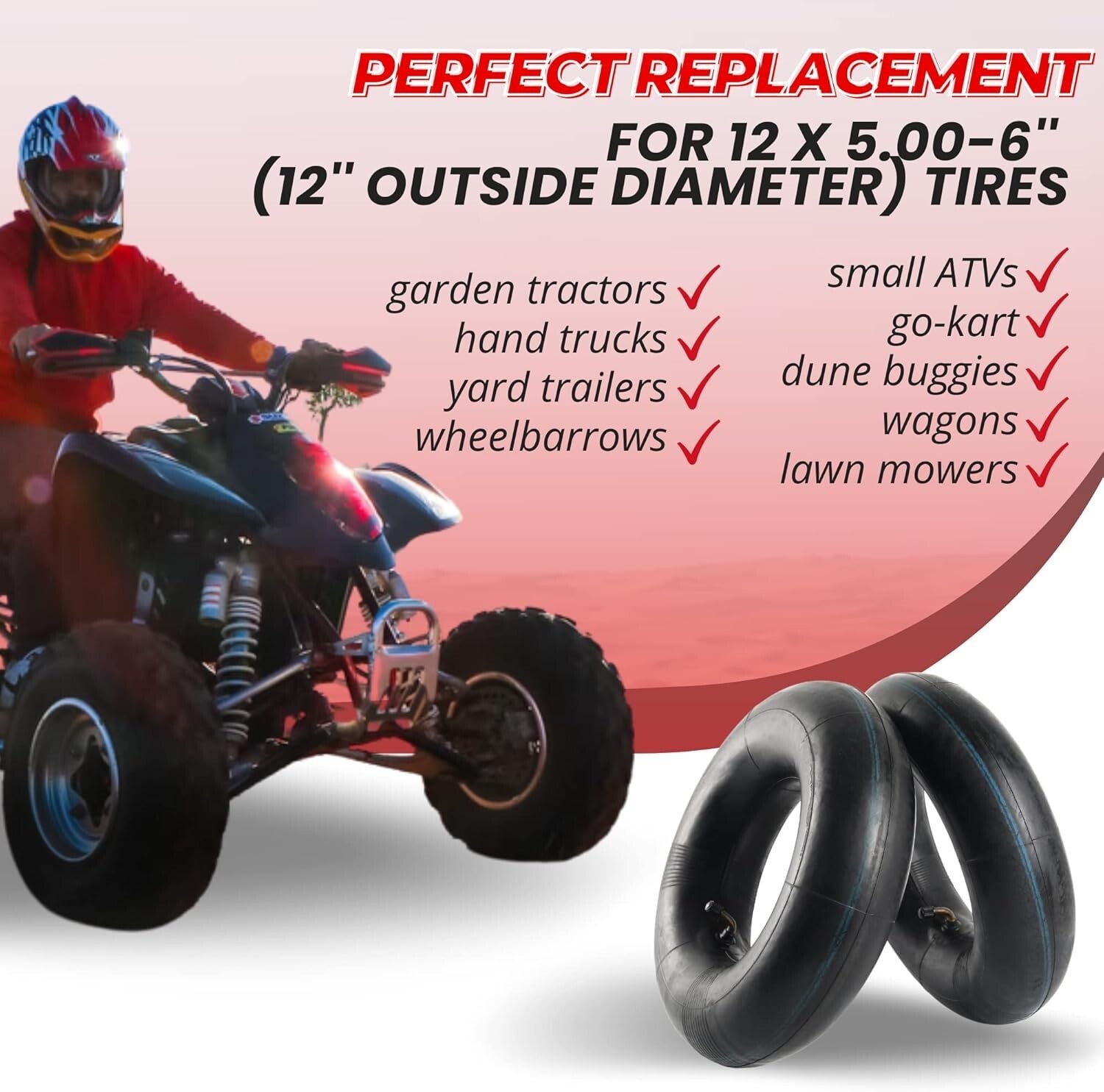 Robust 6-Inch Tire and Inner Tube Pair - Ideal for Dirt Quads & Wheelbarrows