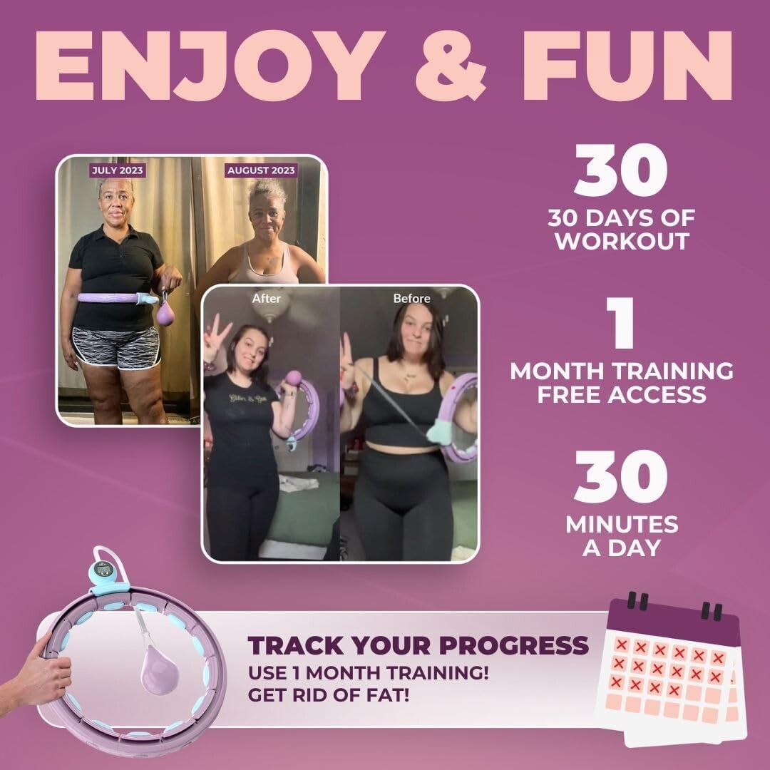 Adjustable Infinity Weighted Hula Hoop for Belly Fat Loss - Track Your Progress