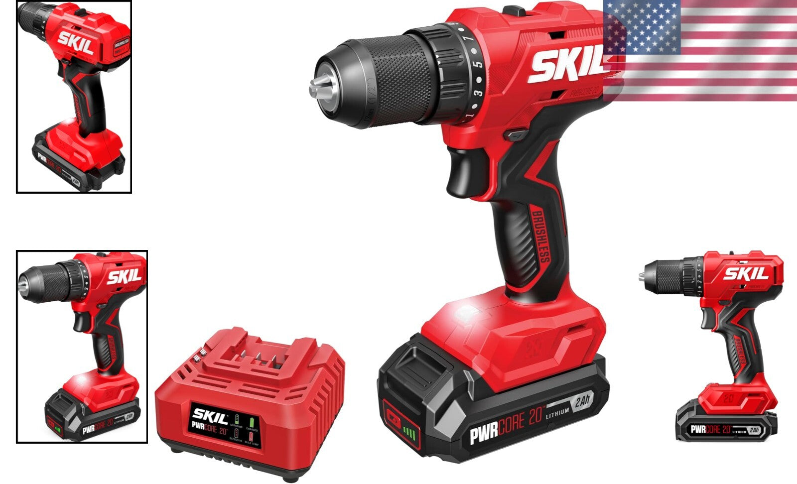 Versatile 20V Cordless Drill Kit with LED Light and Keyless Chuck - Complete Set