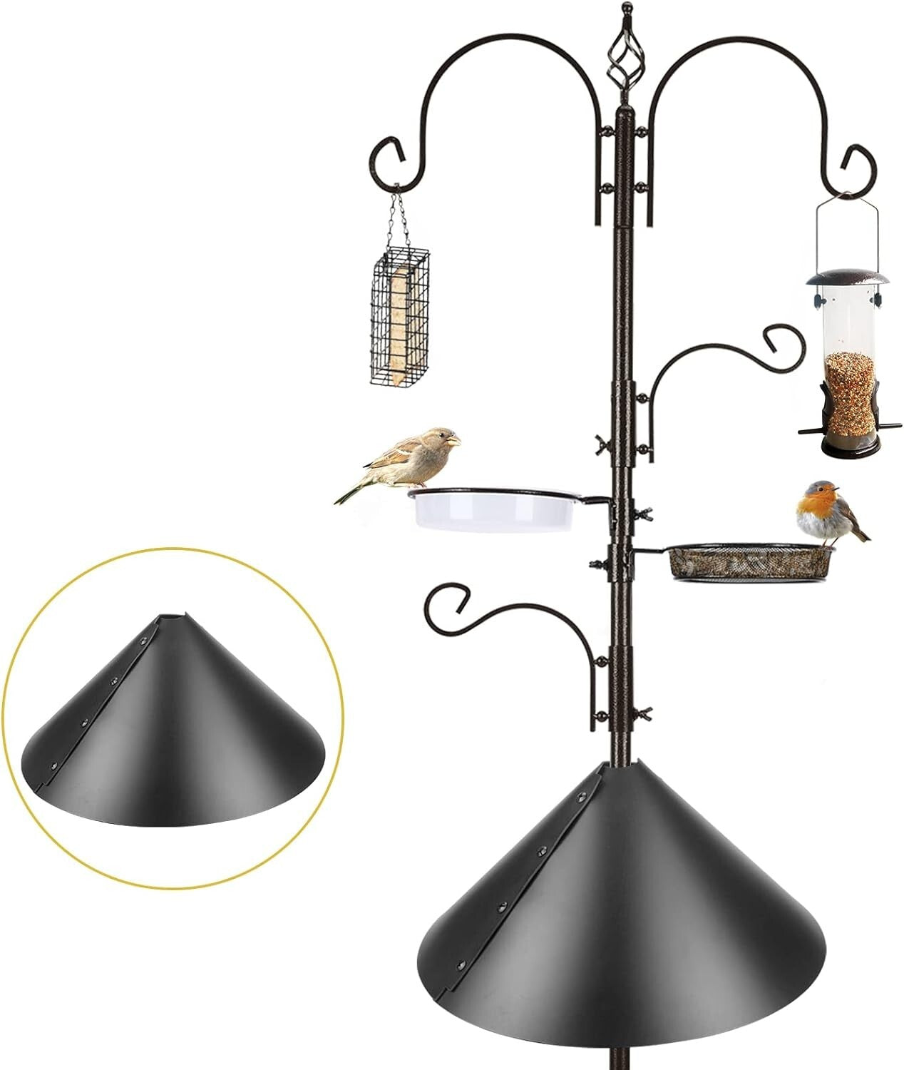 Multi-Functional 91-Inch Bird Feeder Station Kit with Adjustable Hooks & Trays