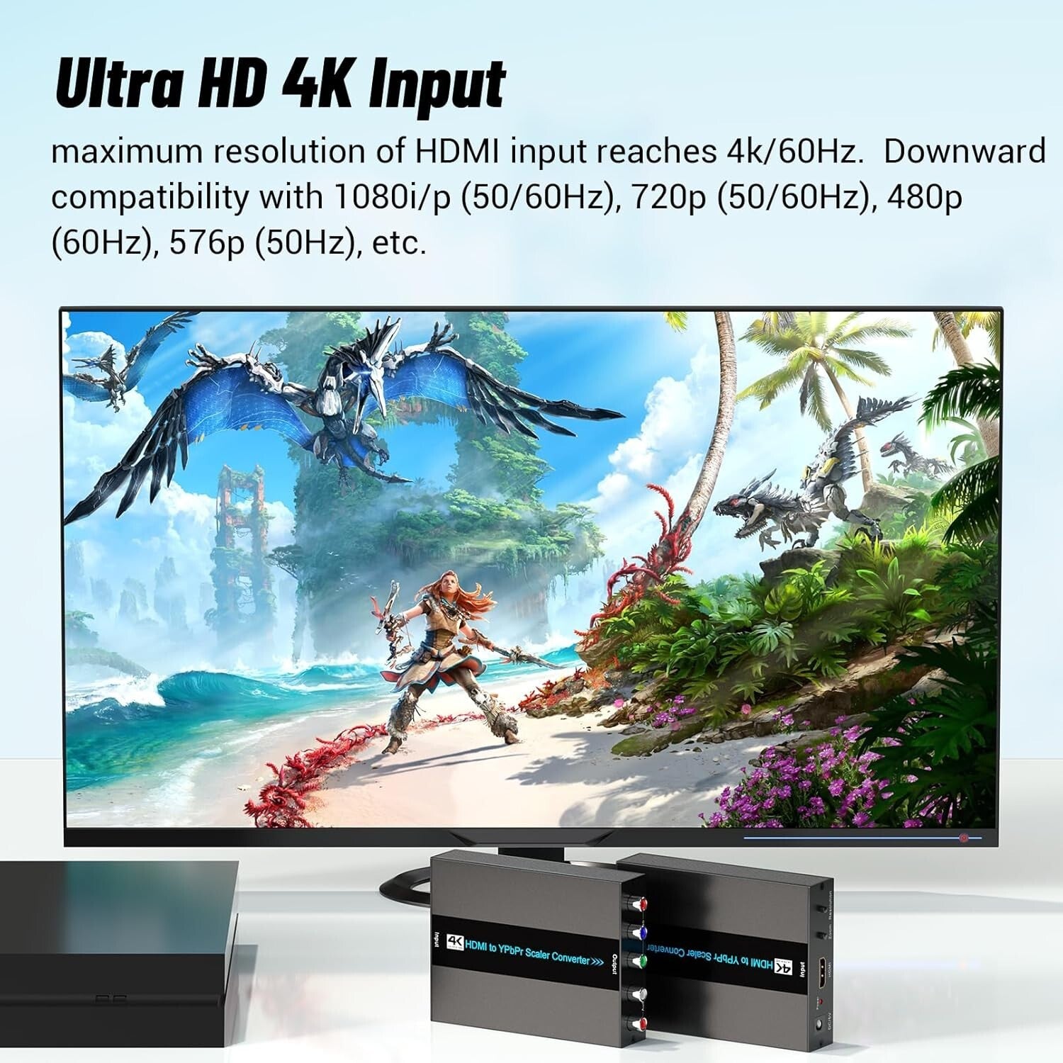 Ultra HD 4K HDMI to YPbPr Converter for CRT TV, Scales Multiple Resolutions