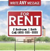 Load image into Gallery viewer, Attractive 24" x 18" For Rent Sign Set with Customizable Features, 2 Pack