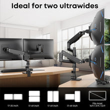 Load image into Gallery viewer, Heavy Duty Dual Monitor Arm for 17-49 inch Screens - Full Motion Articulating