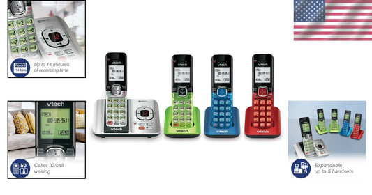 4-Handset DECT 6.0 Cordless Phone System with Caller ID and Answering Machine