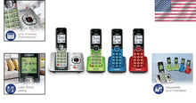 Load image into Gallery viewer, 4-Handset DECT 6.0 Cordless Phone System with Caller ID and Answering Machine