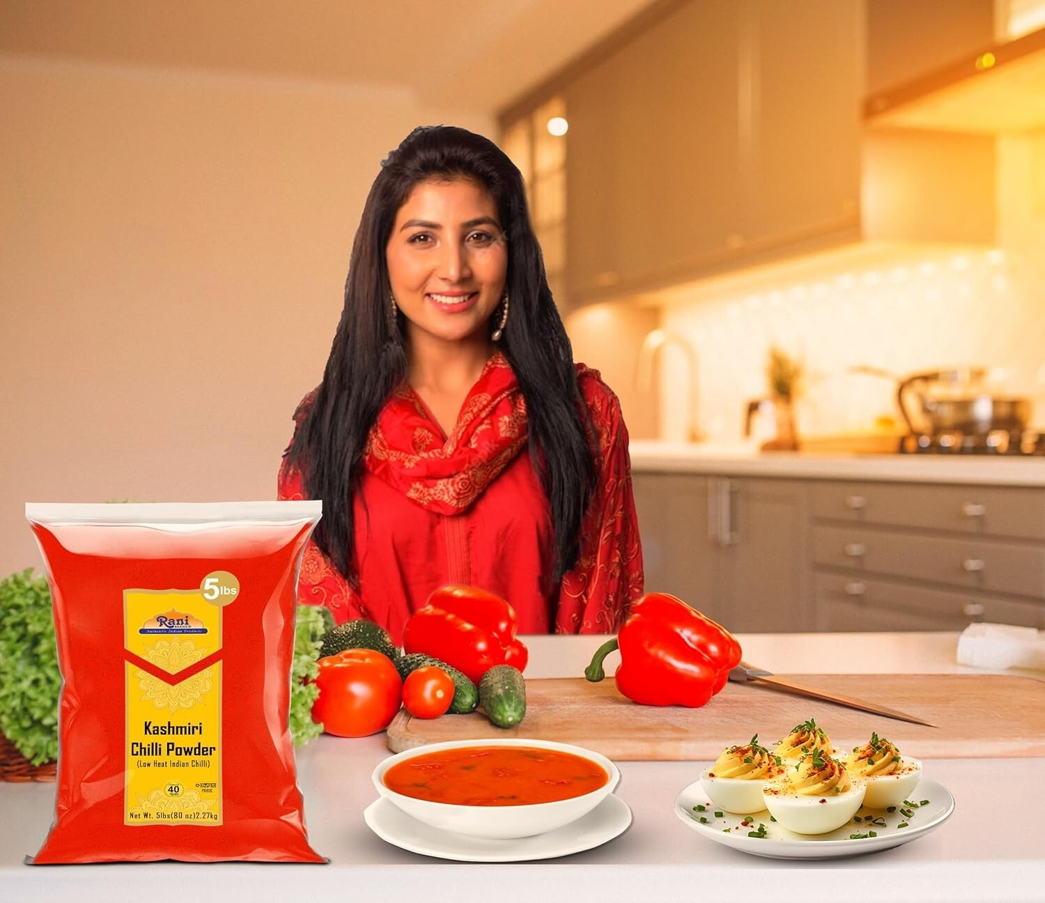 Authentic Kashmiri Chilli Powder 5lbs - Kosher & Vegan Spice for Gourmet Cooking