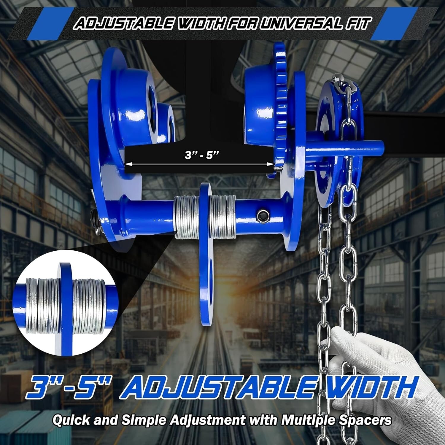 1 Ton Heavy-Duty Chain Hoist Trolley - Ideal for Warehouses & Construction Sites