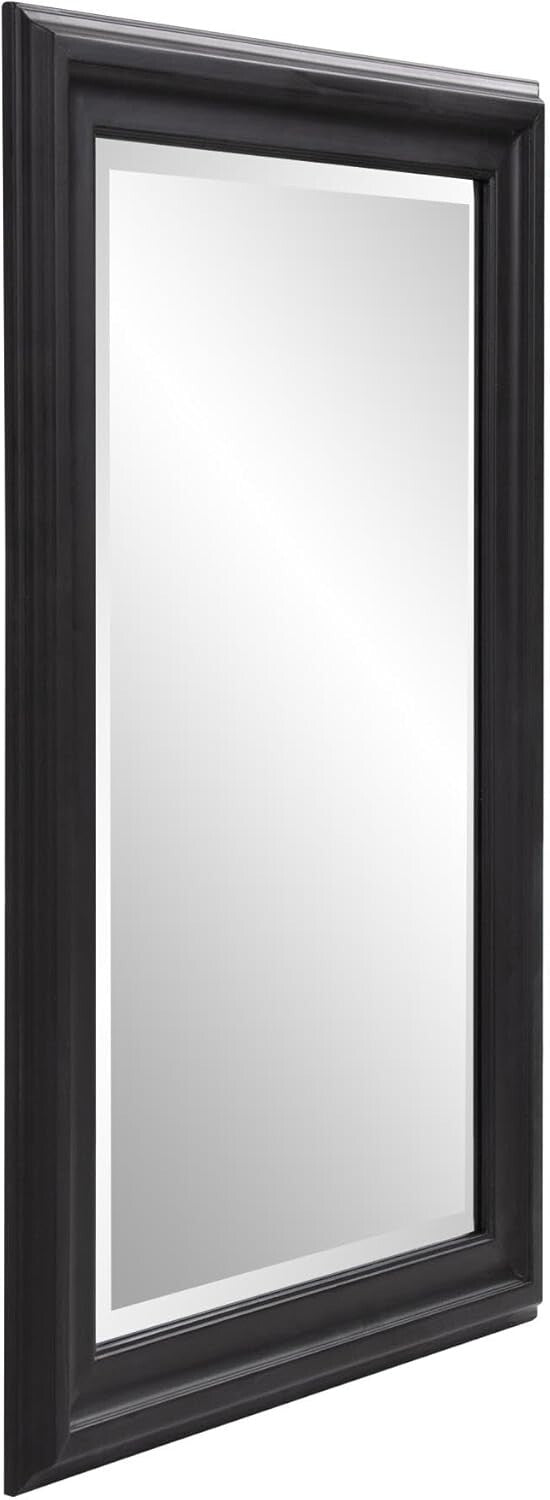 Transitional Rectangular Wall Mirror in Matte Black - Ready to Hang Style