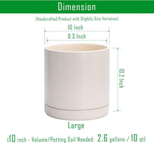 Load image into Gallery viewer, Large Round Ceramic Plant Pot - 10" Oatmeal Planter with Drainage Hole &amp; Saucer
