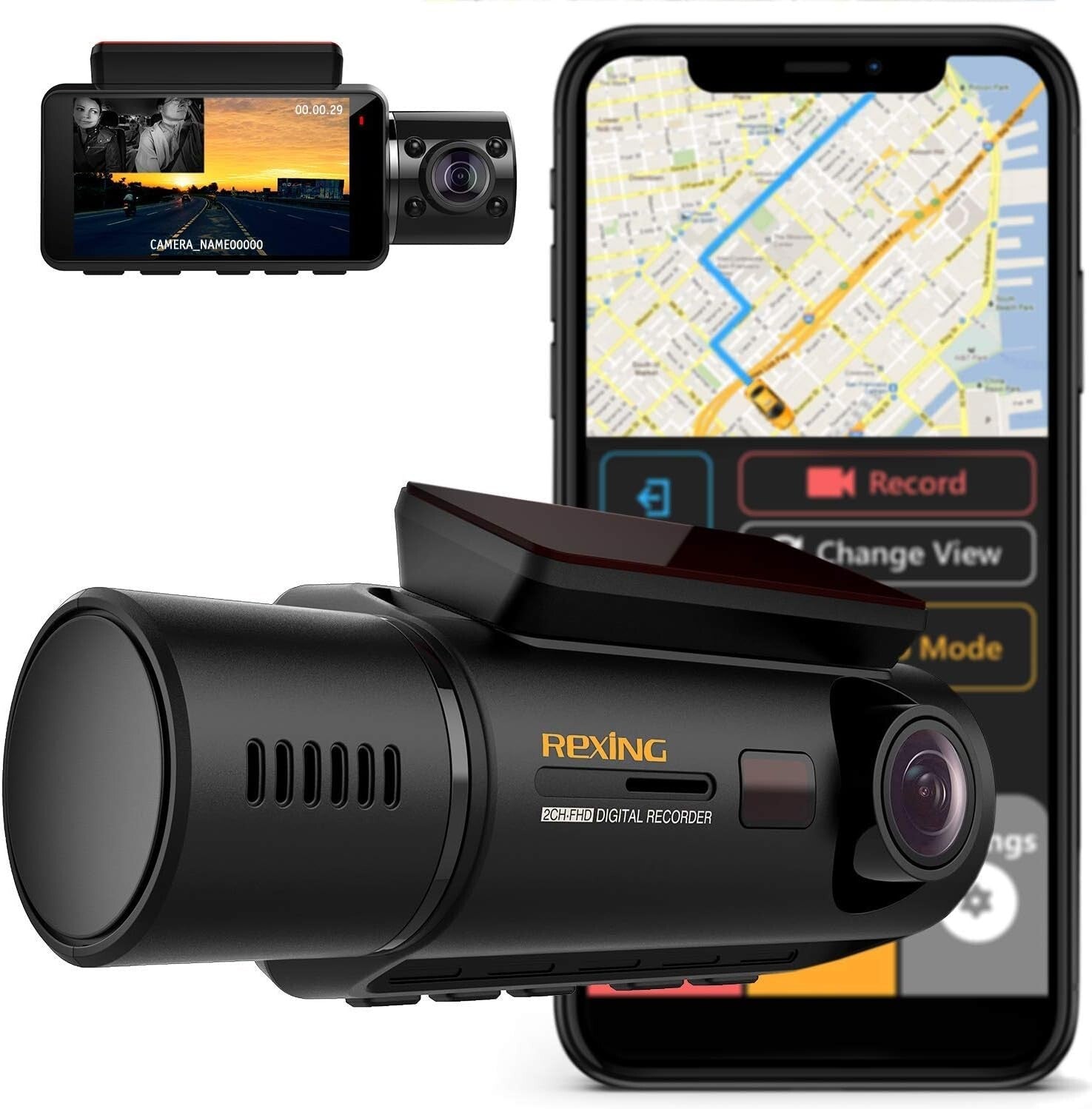 Full HD Dual Camera Car Dash Cam with Infrared Night Vision & Supercapacitor