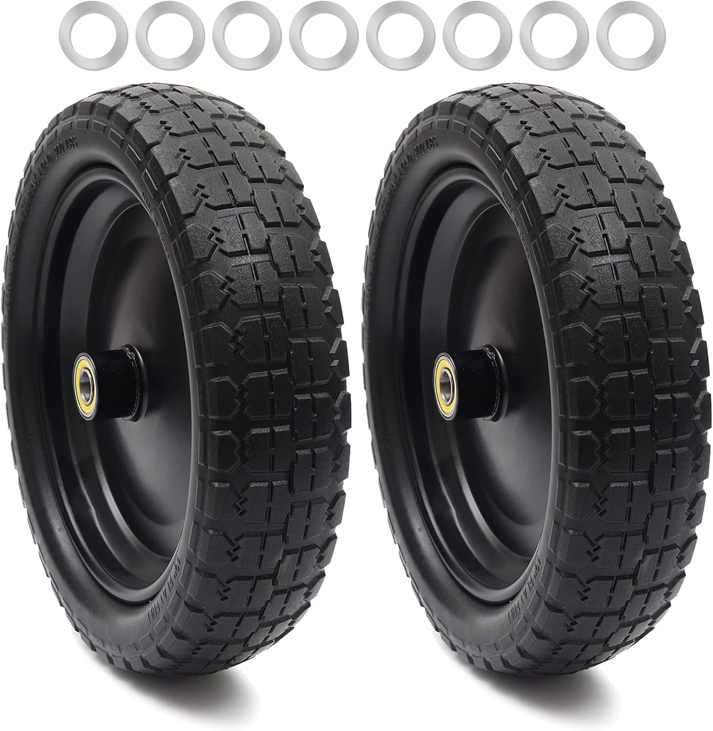 13" Flat-Free Tire & Wheel Set - Durable Replacement for Lawn & Utility Trailers