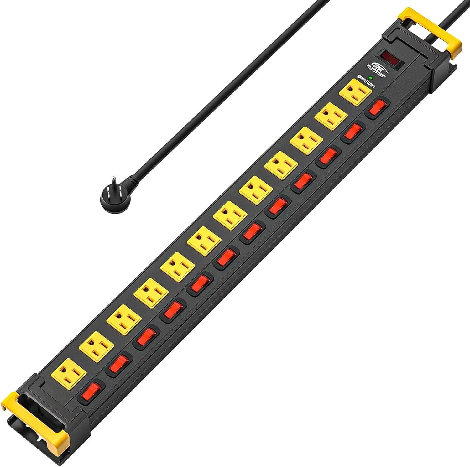 Durable 9FT Metal Power Strip with 12 Outlets & Individually Controlled Switches