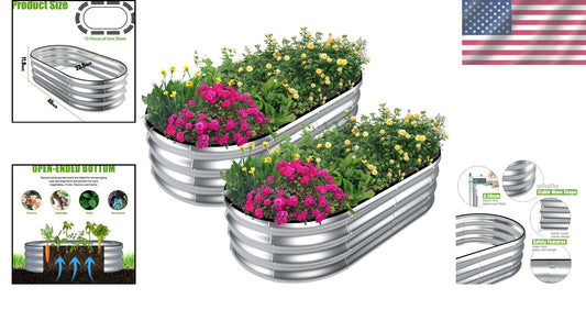 4x2x1ft Galvanized Steel Raised Garden Bed - Stylish & Efficient for Outdoor Use