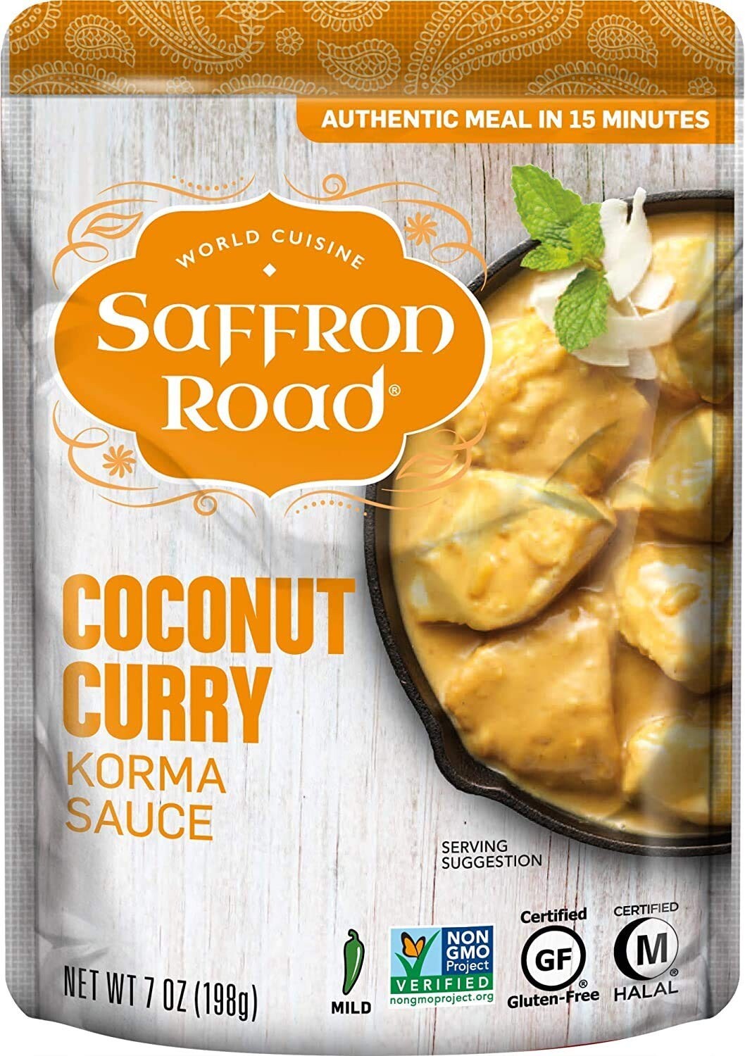 Authentic Coconut Curry Simmer Sauce - Low-Calorie, Quick, Pack of 8 Pouches