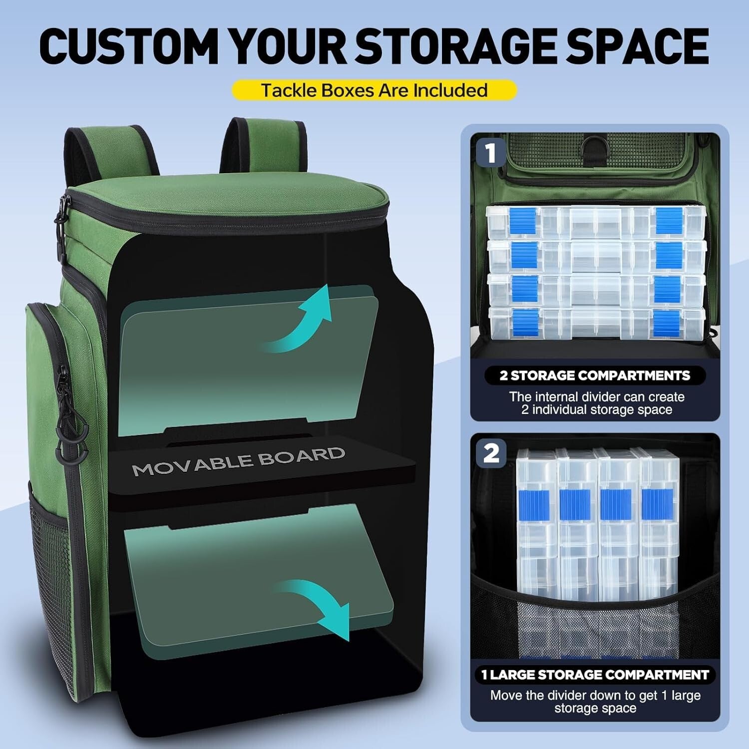 42L Large Capacity Fishing Tackle Backpack with Ergonomic Design and Rod Holders