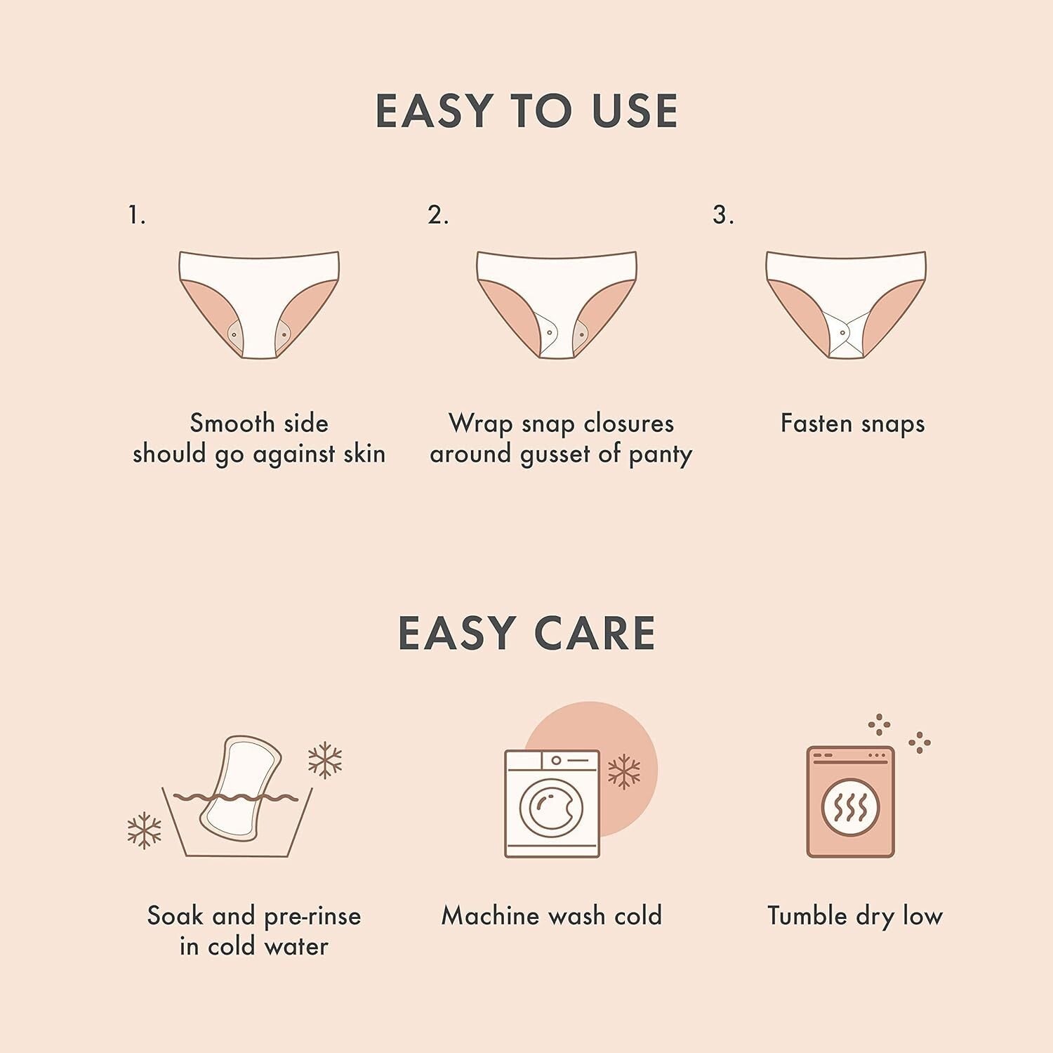 Eco-Friendly Reusable Panty Liners, Organic Cotton, 5-Pack - Soft & Leak-Free