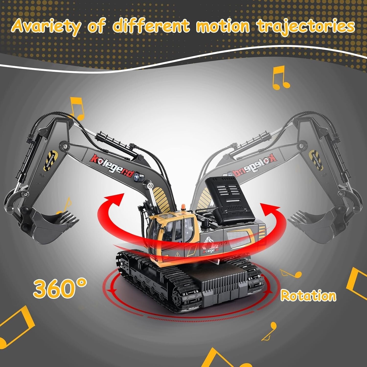 11-Channel RC Excavator - 16 Inch Realistic Construction Vehicle for Safe Fun