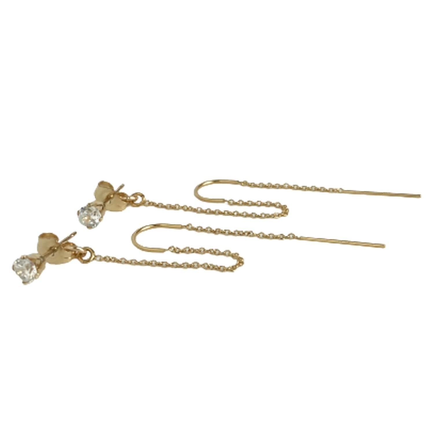 Elegant Cubic Zirconia Double Piercing Earrings - Sterling Silver or Gold Filled