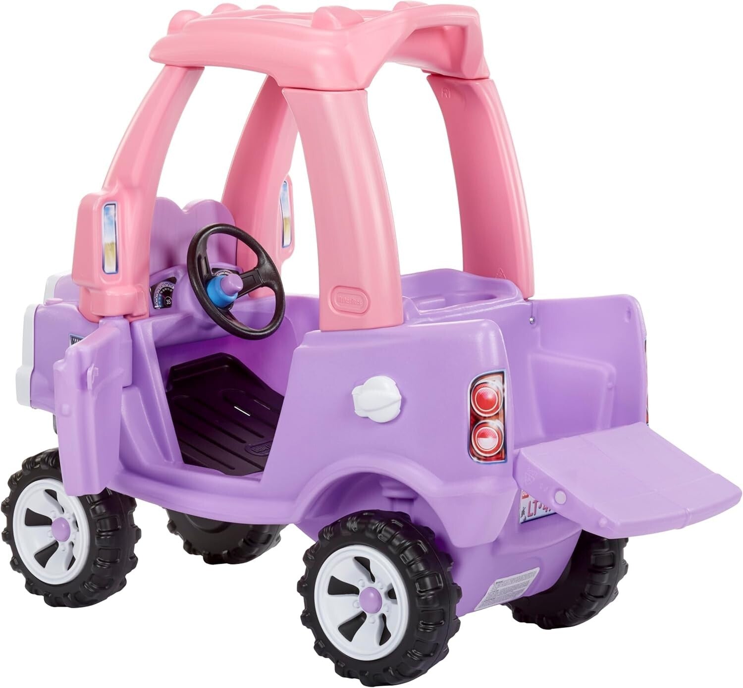 Girls' Cozy Ride-On Pink Truck with Push Handle and Rugged Wheels, 35.1x17.94in