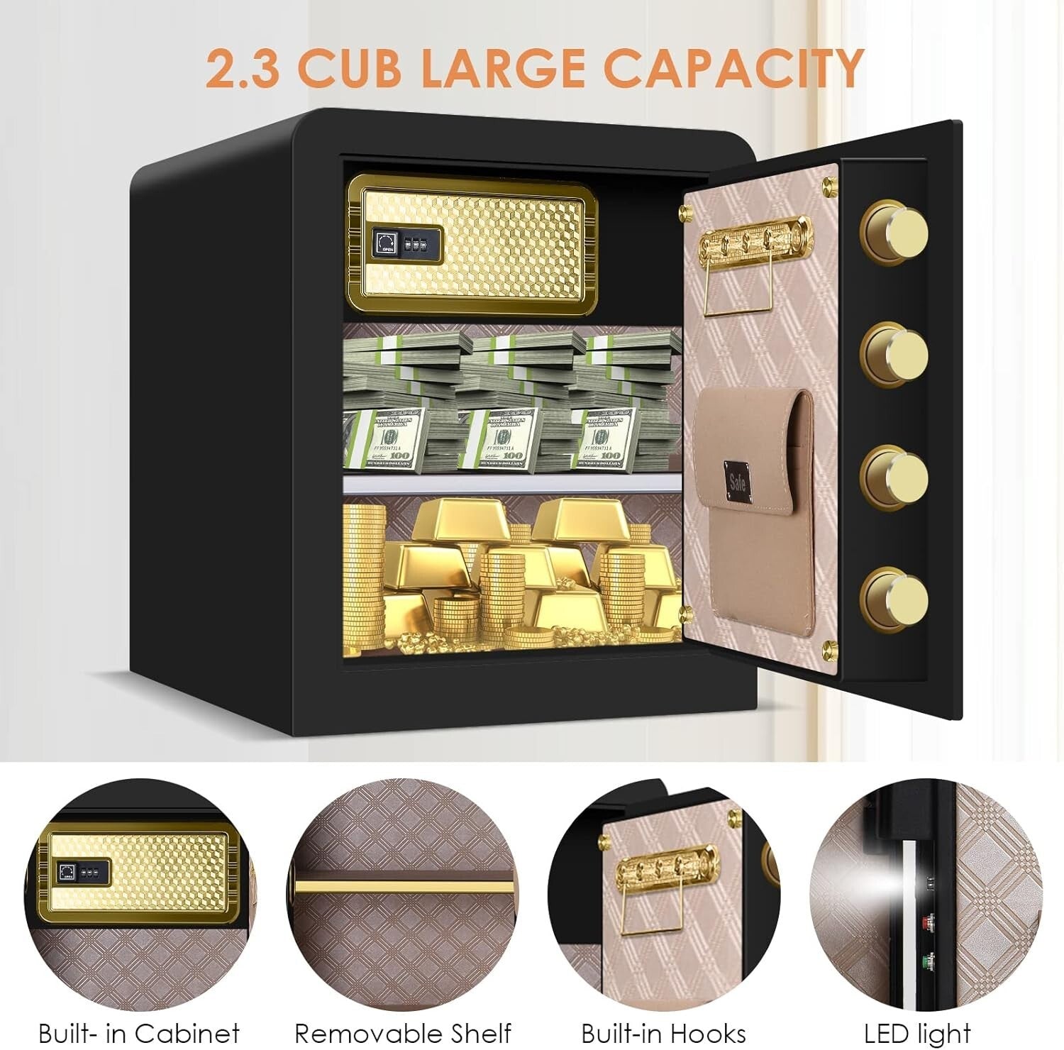 Fireproof Waterproof Home Safe 3.0 Cu ft with Digital Lock & Alarm System