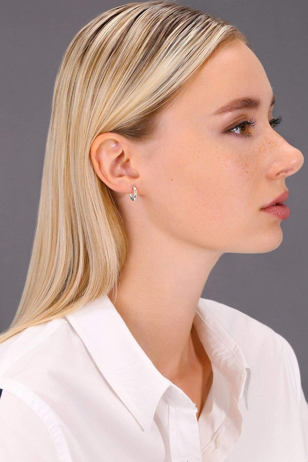 Lightweight 14k White Gold Classic Hoop Earrings - Everyday Elegant Touch