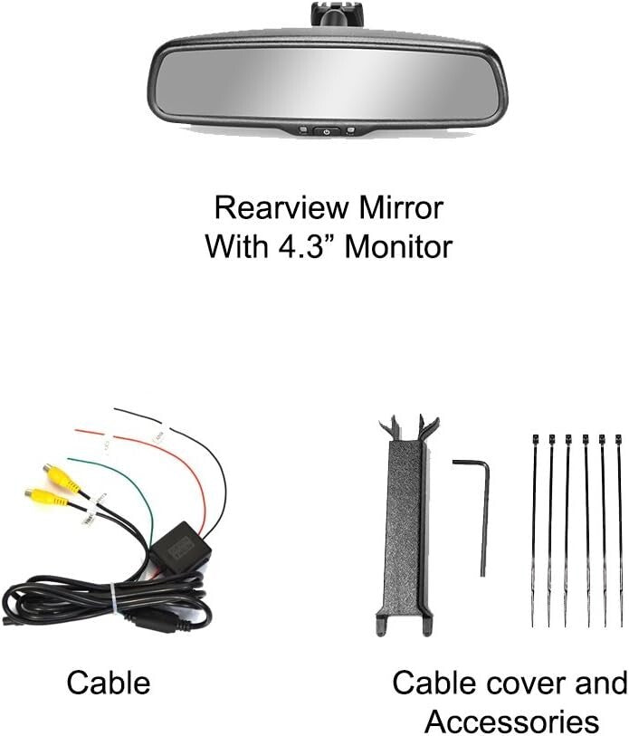 Auto Adjusting Brightness 10.5" Mirror with 4.3" LCD Screen for All Vehicles
