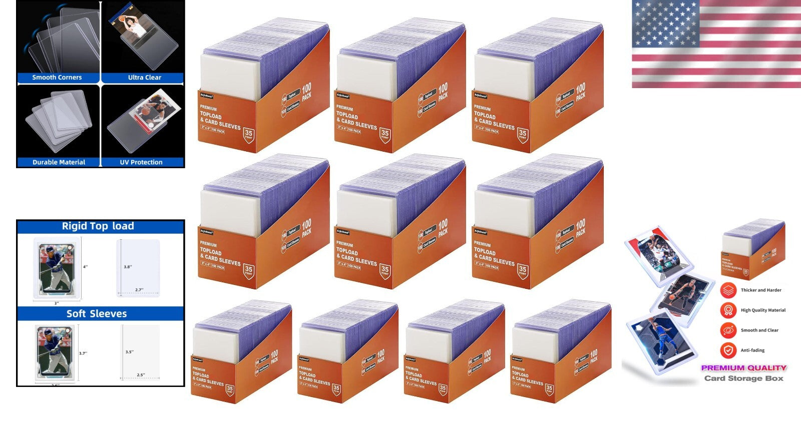 2000 Standard Card Sleeves Set: Clear Hard & Soft Protectors for Card Collectors