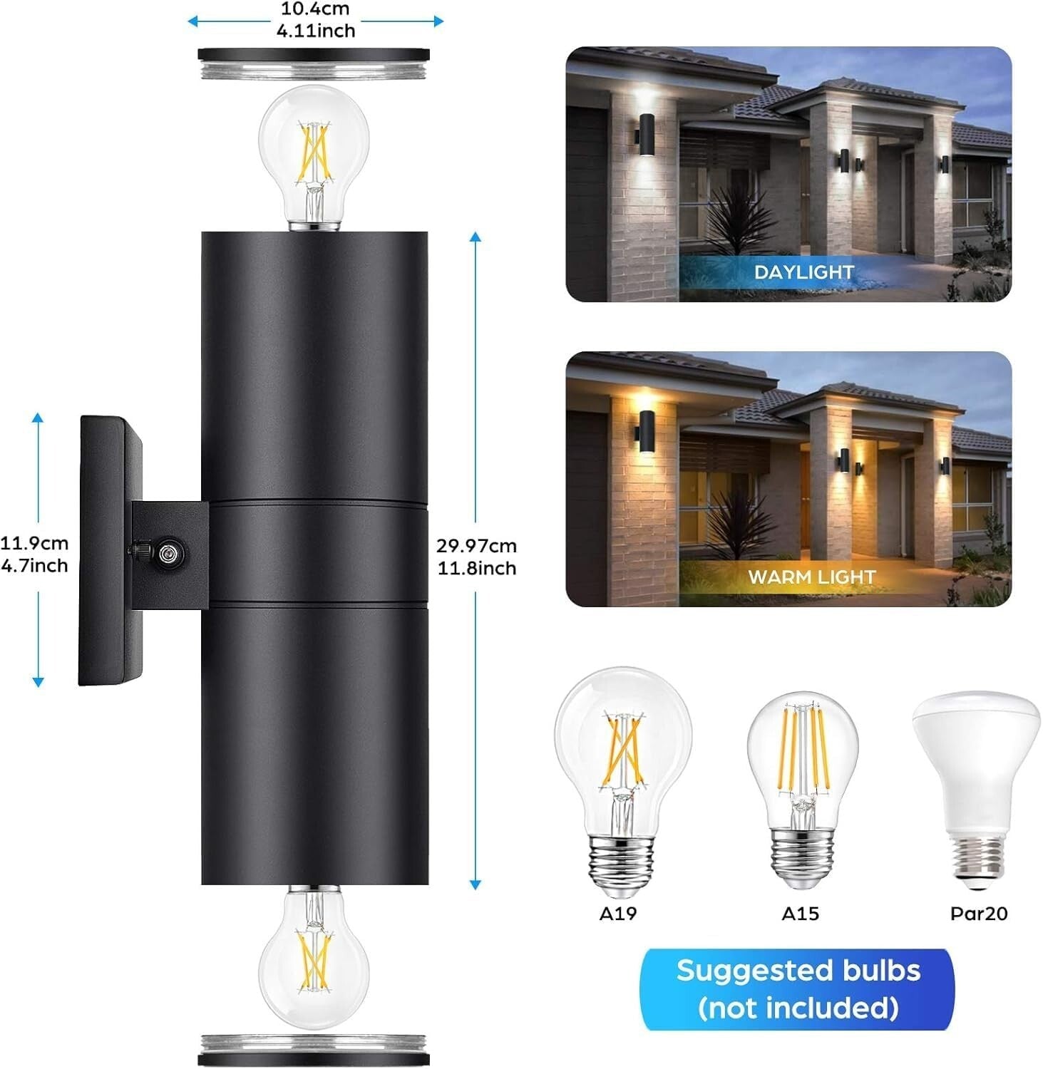 Weatherproof 4-Pack Black Up and Down Wall Sconces for Modern Outdoor Spaces