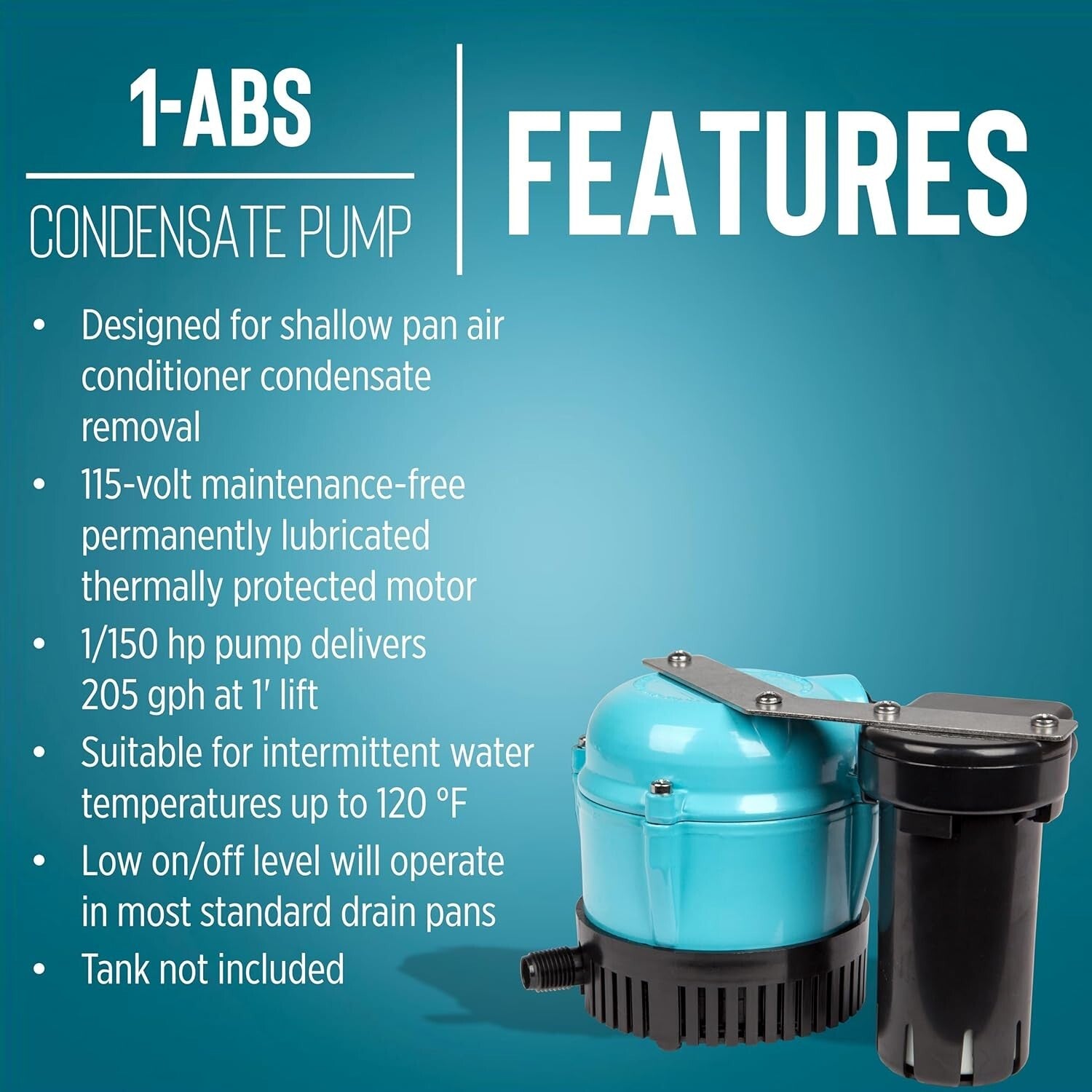 Low Maintenance 115V Condensate Removal Pump for Portable & Ceiling-Mounted ACs