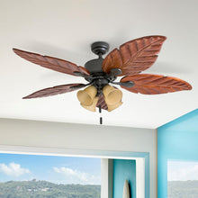 Load image into Gallery viewer, Elegant 52" LED Ceiling Fan with Wooden Blades &amp; Remote Control - Bronze Finish