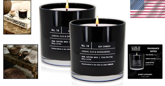 Eco-Friendly Jasmine, Oud & Sandalwood Candle Duo - Highly Scented & Memorable