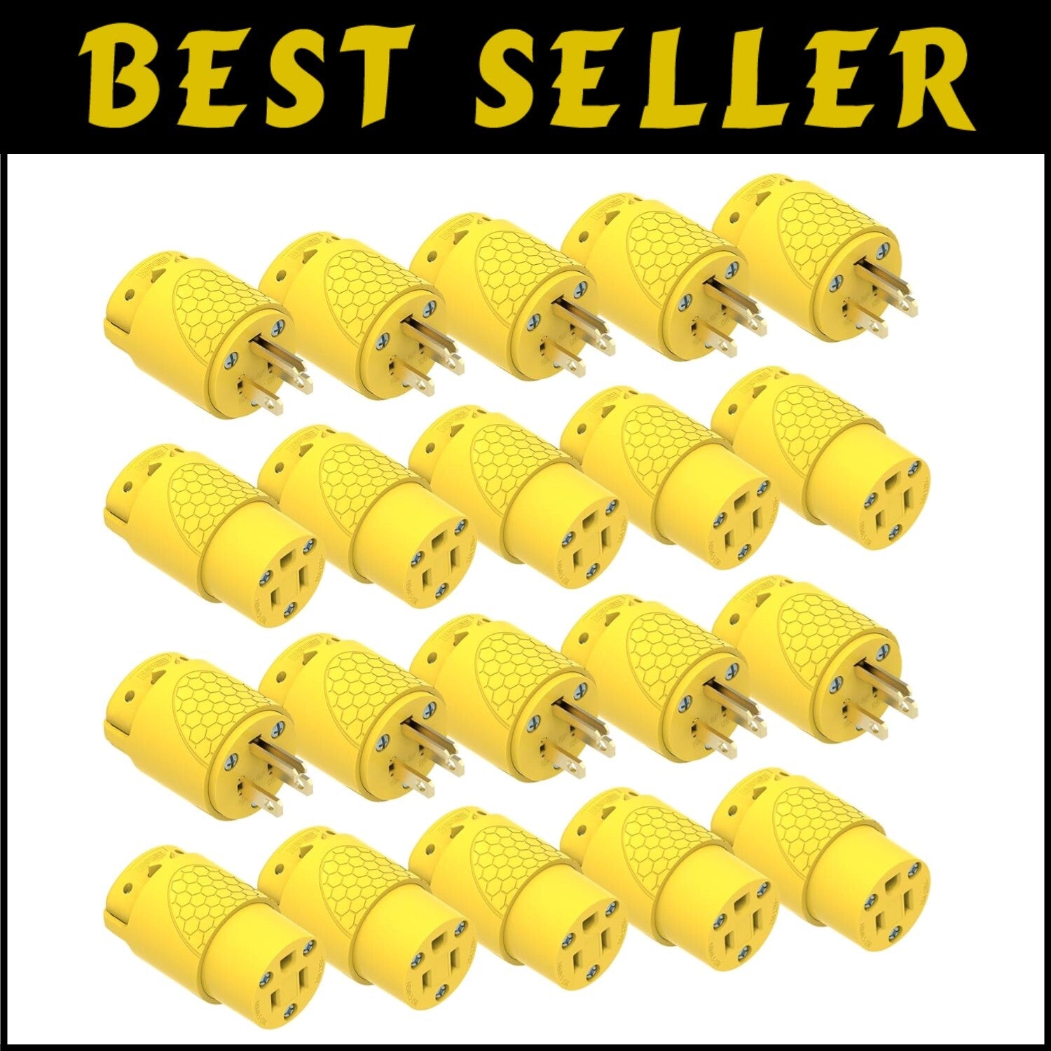 Yellow Electrical Replacement Plug Kit for Extension Cords, 15A 3-Prong Design